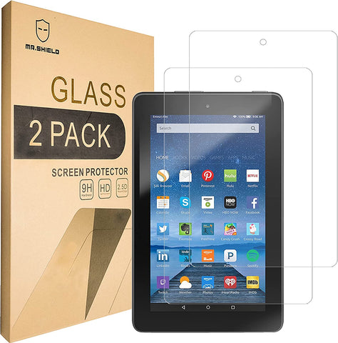 Mr.Shield [2er-Pack] entworfen für Amazon New – Fire Tablet 7 Zoll 7 Zoll (5. Generation – Veröffentlichung 2015) [gehärtetes Glas] Displayschutzfolie mit lebenslangem Ersatz