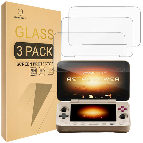 Mr.Shield Screen Protector compatible with AYANEO FLIP 1S [KB/DS] [Tempered Glass] [3-PACK] [Japan Glass with 9H Hardness]