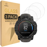 Mr.Shield Screen Protector compatible with Garmin Instinct 3 50mm (Solar/Amoled) [Tempered Glass] [3-PACK] [Japan Glass with 9H Hardness]