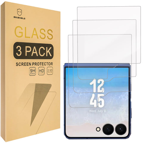 Mr.Shield Screen Protector compatible with Samsung Galaxy Z Flip 7 5G (Front Screen Only) [Tempered Glass] [3-PACK] [Japan Glass with 9H Hardness]