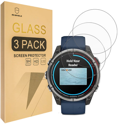 Mr.Shield Screen Protector compatible with Garmin quatix 8 47mm [Tempered Glass] [3-PACK] [Japan Glass with 9H Hardness]
