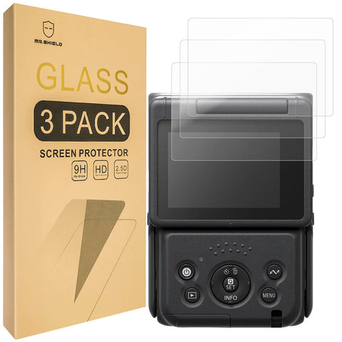 Mr.Shield [3-Pack] Screen Protector For Canon PowerShot V10 Camera [Tempered Glass] [Japan Glass with 9H Hardness] Screen Protector with Lifetime Replacement