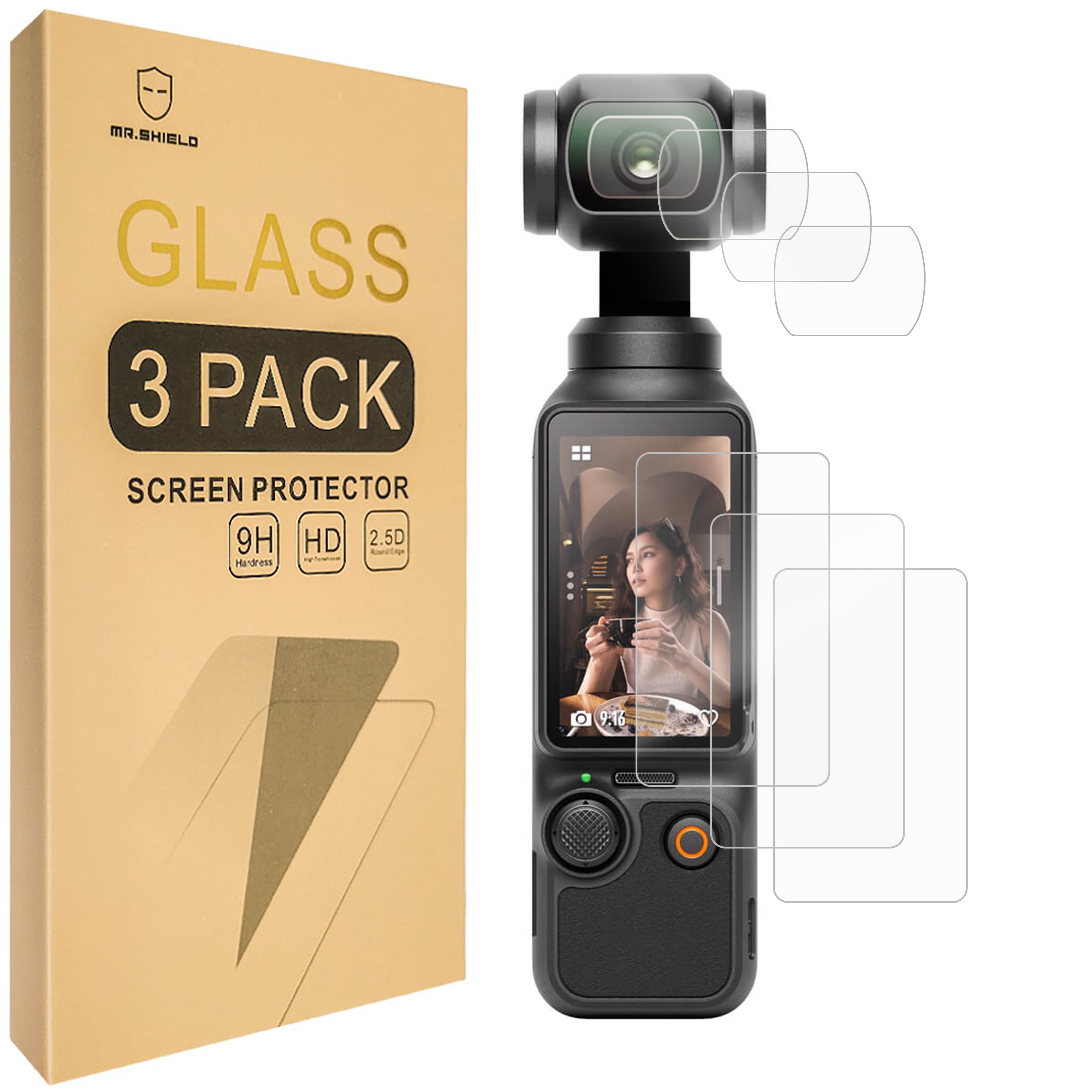 2-Pack Tempered Glass Screen Protector For DJI Osmo Action 5 Pro - Front, Back & Lens Film, 9H Hardness