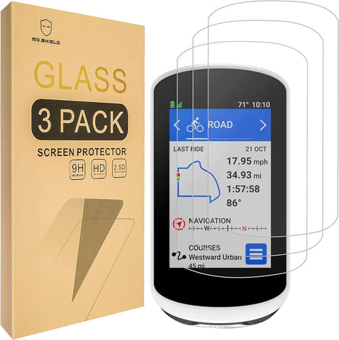 Mr.Shield [3-Pack] Screen Protector For Garmin Edge Explore 2 [Tempered Glass] [Japan Glass with 9H Hardness] Screen Protector Foils with Lifetime Replacement