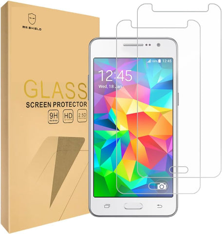 Mr.Shield [2er-Pack] Displayschutzfolie aus gehärtetem Glas für Samsung Galaxy Grand Prime mit lebenslangem Ersatz