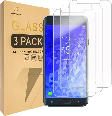 Mr.Shield [3-PACK] Designed For Samsung (Galaxy J7 Refine 2018) [Upgrade Maximum Cover Screen Version] [Tempered Glass] Screen Protector with Lifetime Replacement
