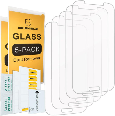 [5er-Pack] – Mr.Shield entwickelt für Samsung Galaxy S4 [gehärtetes Glas] Displayschutzfolie [0,3 mm ultradünn, 9H-Härte, 2,5D runde Kante] mit lebenslangem Ersatz