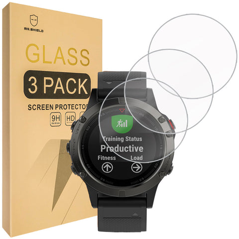 Mr.Shield [3er-Pack] entworfen für Garmin Fenix ​​5 Smart Watch [gehärtetes Glas] Displayschutzfolie [0,3 mm ultradünn, 9H-Härte, 2,5D runde Kante] mit lebenslangem Ersatz