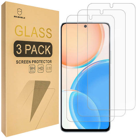 Mr.Shield [3-Pack] Designed For Honor X8 4G [NOT fit for 5G Version] [Tempered Glass] [Japan Glass with 9H Hardness] Screen Protector with Lifetime Replacement