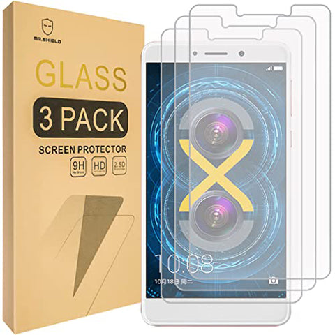 Mr.Shield [3er-Pack] entwickelt für Huawei Honor 6X [gehärtetes Glas] Displayschutzfolie [0,3 mm ultradünn, 9H-Härte, 2,5D runde Kante] mit lebenslangem Ersatz