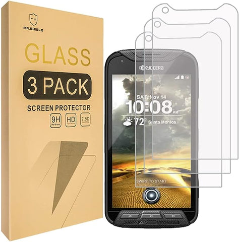 Mr.Shield [3er-Pack] entwickelt für Kyocera DuraForce PRO [gehärtetes Glas] Displayschutzfolie [0,3 mm ultradünn, 9H-Härte, 2,5D runde Kante] mit lebenslangem Ersatz