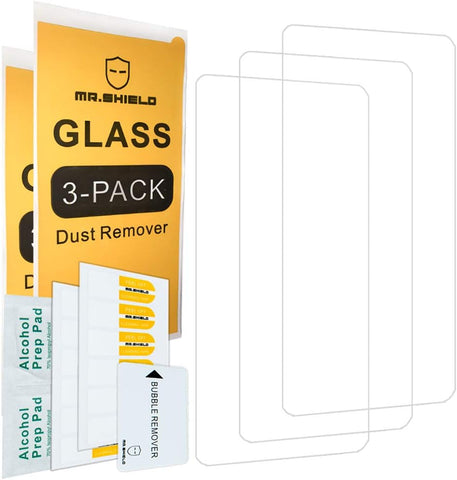[3er-Pack] – Mr.Shield entwickelt für LG Q62 [gehärtetes Glas] [japanisches Glas mit 9H-Härte] Displayschutzfolie mit lebenslangem Ersatz