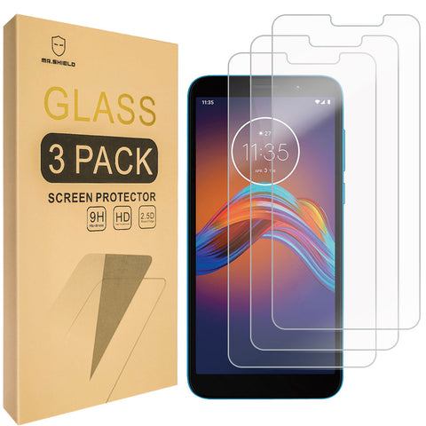 Mr.Shield [3-Pack] Designed For Motorola (MOTO E6 Play) [Tempered Glass] Screen Protector [Japan Glass with 9H Hardness] with Lifetime Replacement