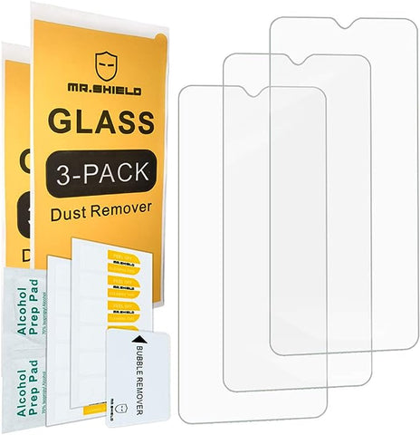 Mr.Shield [3-Pack] Designed For Motorola (MOTO E7 Power) [Shorter Fit for Case Version] [Tempered Glass] [Japan Glass with 9H Hardness] Screen Protector with Lifetime Replacement