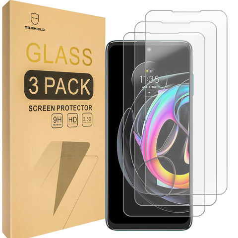 Mr.Shield [3-Pack] Designed For Motorola Edge 20 Fusion/MOTO Edge 20 Fusion [Tempered Glass] [Japan Glass with 9H Hardness] Screen Protector with Lifetime Replacement