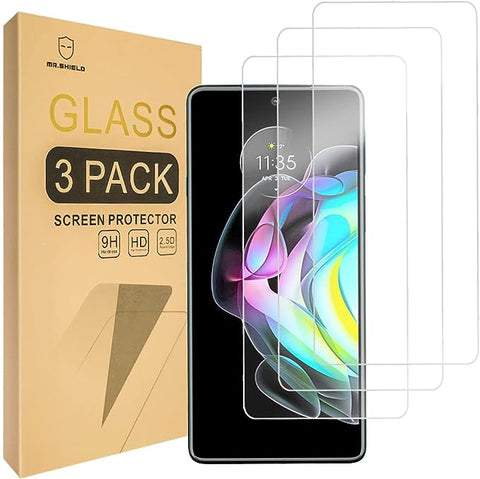 Mr.Shield [3-Pack] Designed For Motorola MOTO Edge 20 [Tempered Glass] [Japan Glass with 9H Hardness] Screen Protector with Lifetime Replacement