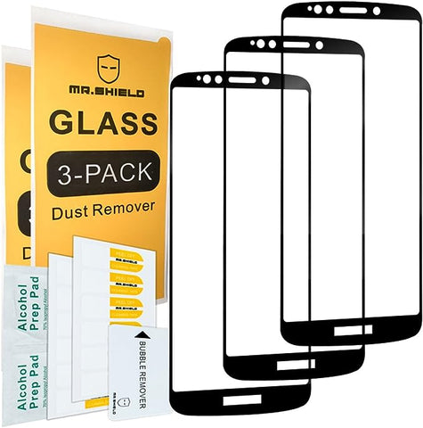Mr.Shield [3-PACK] Designed For Motorola Moto E5 Plus [Japan Tempered Glass] [9H Hardness] [Full Cover] Screen Protector with Lifetime Replacement