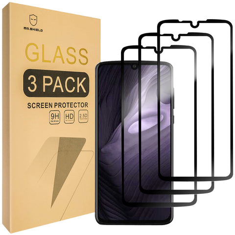 Mr.Shield Designed For Motorola Moto Z4 [Japan Tempered Glass] [Full Screen Glue Cover] [3-PACK] Screen Protector with Lifetime Replacement
