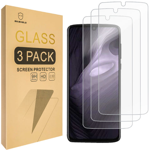 Mr.Shield [3er-Pack] Entwickelt für Motorola Moto Z4 [Upgrade der Version mit maximaler Bildschirmabdeckung] [Gehärtetes Glas] Displayschutzfolie [Japanisches Glas mit 9H-Härte] mit lebenslangem Ersatz