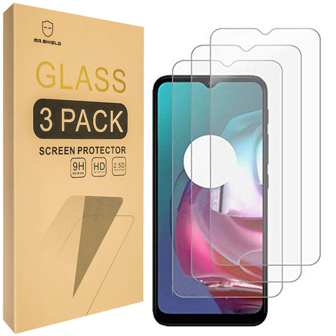 Mr.Shield [3-Pack] Designed For Motorola (MOTO G30) [Upgrade Maximum Cover Screen Version] [Tempered Glass] [Japan Glass with 9H Hardness] Screen Protector with Lifetime Replacement