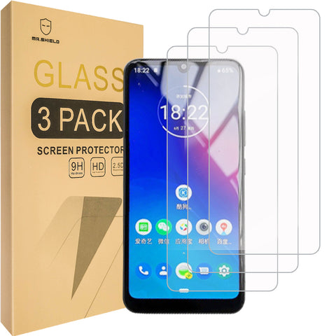 Mr.Shield [3er-Pack] Entwickelt für Motorola (Moto E6 Plus) [Gehärtetes Glas] [Japanisches Glas mit 9H-Härte] Displayschutzfolie mit lebenslangem Ersatz