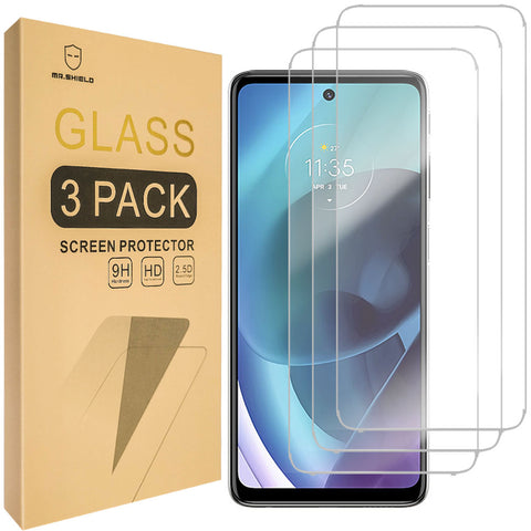 Mr.Shield [3-Pack] Designed For Motorola (Moto G51 5G) [Tempered Glass] [Japan Glass with 9H Hardness] Screen Protector with Lifetime Replacement