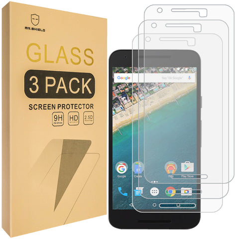 Mr.Shield [3er-Pack] entworfen für das neueste LG (Google) Nexus 5X 2015 [gehärtetes Glas] Displayschutzfolie [0,3 mm ultradünn, 9H-Härte, 2,5D runde Kante] mit lebenslangem Ersatz