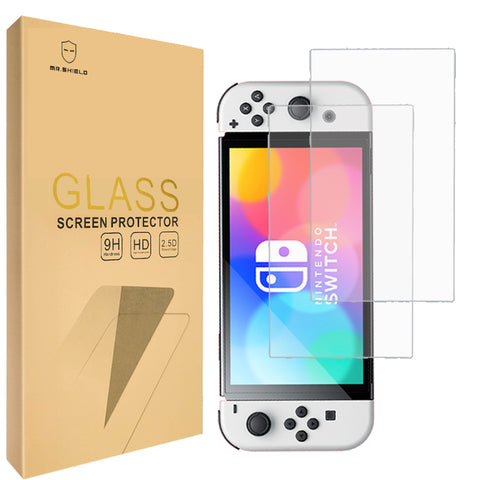 Mr.Shield [2-PACK] Designed For Nintendo Switch OLED [Tempered Glass] Screen Protector [0.3mm Ultra Thin 9H Hardness 2.5D Round Edge] with Lifetime Replacement