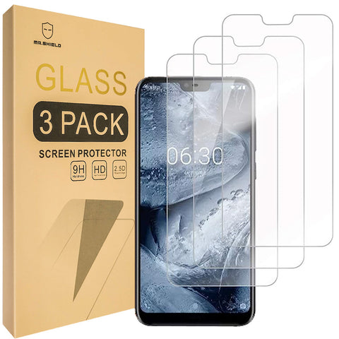 Mr.Shield [3-PACK] Designed For Nokia (6.1 Plus) [Tempered Glass] Screen Protector [Japan Glass With 9H Hardness] with Lifetime Replacement
