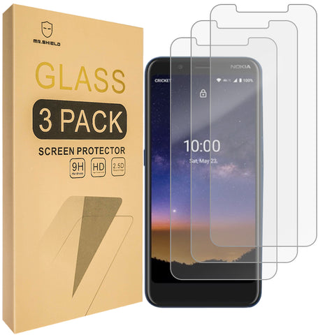 Mr.Shield [3-Pack] Designed For Nokia 2 V Tella/Nokia 2V Tella/Nokia C2 Tava/Nokia C2 Tennen [Tempered Glass] [Japan Glass with 9H Hardness] Screen Protector with Lifetime Replacement