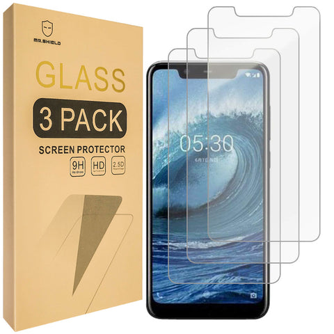 Mr.Shield [3-PACK] Designed For Nokia (5.1 Plus) [Tempered Glass] Screen Protector with Lifetime Replacement