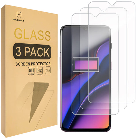 Mr.Shield [3ER-PACK] Entwickelt für OnePlus 6T / OnePlus 7 [Gehärtetes Glas] Displayschutzfolie [Japanisches Glas mit 9H-Härte] mit lebenslangem Ersatz