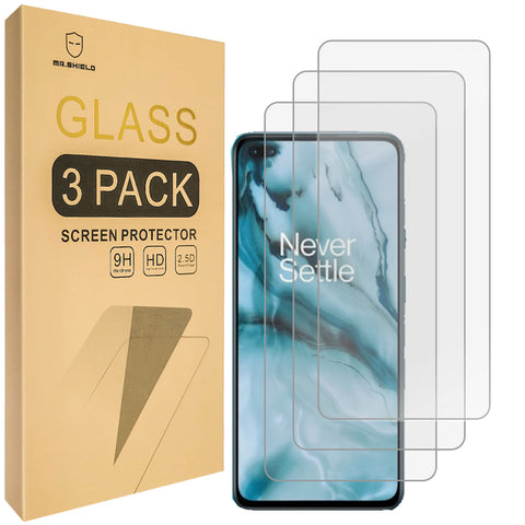 Mr.Shield [3-Pack] Designed For OnePlus Nord [270μ Glue Version] [Japan Glass with 9H Hardness] [Tempered Glass] Screen Protector with Lifetime Replacement
