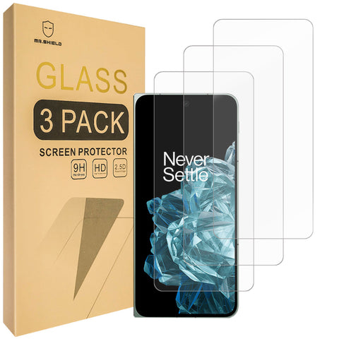 Mr.Shield Screen Protector Compatible with OnePlus Open [Front Screen ONLY] [Shorter Fit For Case Version] [Tempered Glass] [3-PACK] [Japan Glass with 9H Hardness]