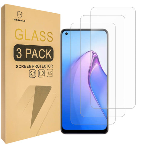 Mr.Shield [3-Pack] Designed For Oppo Reno8 5G [Tempered Glass] [Japan Glass with 9H Hardness] Screen Protector with Lifetime Replacement