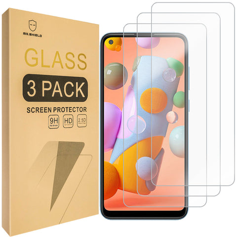 Mr.Shield [3-Pack] Designed For Samsung Galaxy A11 [270μ Glue Version] [Tempered Glass] Screen Protector with Lifetime Replacement