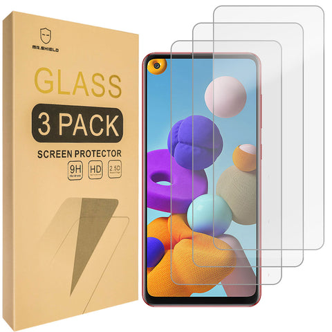 Mr.Shield [3-Pack] Designed For Samsung Galaxy A21s [270μ Glue Version] [Tempered Glass] Screen Protector with Lifetime Replacement