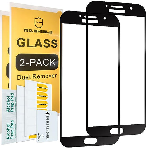 [2-Pack]-Mr.Shield for Samsung Galaxy A7 (2017) [Tempered Glass] [Full Cover] [Black] Screen Protector with Lifetime Replacement