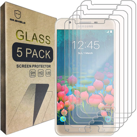 Mr.Shield [5er-Pack] entworfen für Samsung Galaxy J7 Prime [nicht für J7] [gehärtetes Glas] Displayschutzfolie [0,3 mm ultradünn, 9H-Härte, 2,5D runde Kante] mit lebenslangem Ersatz
