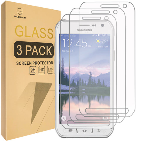Mr.Shield [3er-Pack] Entwickelt für Samsung Galaxy S6 Active (nicht passend für Galaxy S6) [Gehärtetes Glas] Displayschutzfolie [Japan Glass 9H Härte] Lebenslanger Ersatz