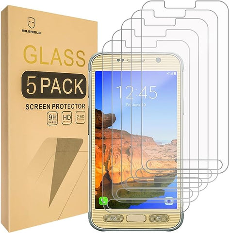 Mr.Shield [5er-Pack für Samsung Galaxy S7 Active (nicht geeignet für Galaxy S7) [gehärtetes Glas] Displayschutzfolie [0,3 mm ultradünn, 9H-Härte, 2,5D runde Kante] mit lebenslangem Ersatz