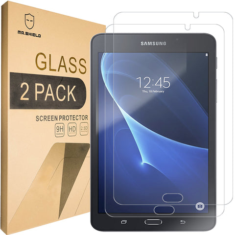 [2er-Pack] – Mr.Shield entwickelt für Samsung Galaxy Tab A 7.0 [gehärtetes Glas] Displayschutzfolie [0,3 mm ultradünn, 9H-Härte, 2,5D runde Kante] mit lebenslangem Ersatz