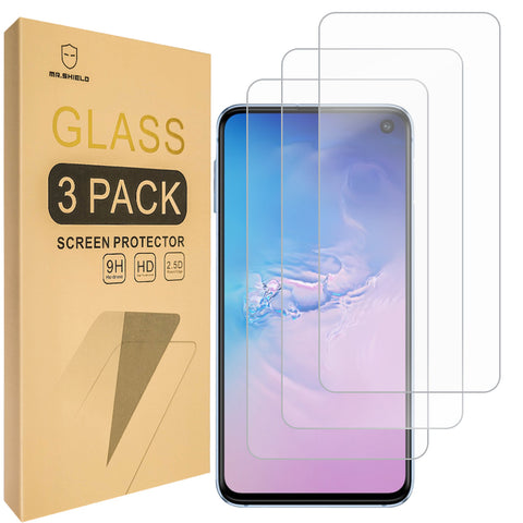 Mr.Shield [3-PACK] Designed For Samsung Galaxy S10e [Shorter Fit for Case Version] [Tempered Glass] Screen Protector with Lifetime Replacement