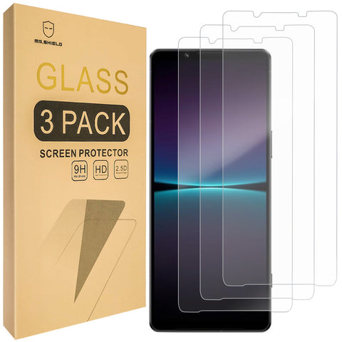 Mr.Shield [3er-Pack] Displayschutzfolie für Sony Xperia 1 V [gehärtetes Glas] [japanisches Glas mit 9H-Härte] Displayschutzfolie mit lebenslangem Ersatz