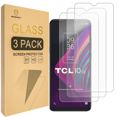 Mr.Shield [3-Pack] Designed For TCL 10 SE [Upgrade Maximum Cover Screen Version] [Tempered Glass] [Japan Glass with 9H Hardness] Screen Protector with Lifetime Replacement