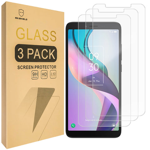 Mr.Shield [3er-Pack] Displayschutzfolie für TCL Ion X [gehärtetes Glas] [Japanisches Glas mit 9H-Härte] Displayschutzfolie mit lebenslangem Ersatz