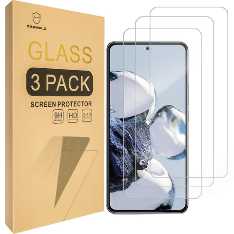 Mr.Shield [3er-Pack] Entwickelt für Xiaomi 12T Pro/Xiaomi 12T 5G [Aussparung für Kamera] [Gehärtetes Glas] [Japanisches Glas mit 9H-Härte] Displayschutzfolie mit lebenslangem Ersatz