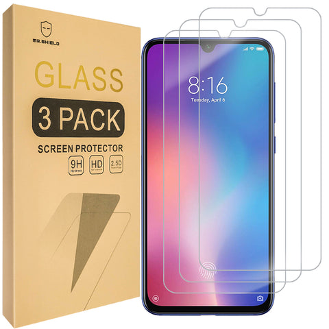 Mr.Shield [3er-Pack] Entwickelt für Xiaomi Mi 9 Lite [Gehärtetes Glas] [Japanisches Glas mit 9H-Härte] Displayschutzfolie mit lebenslangem Ersatz