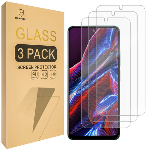 Mr.Shield [3er-Pack] Displayschutzfolie für Xiaomi Poco X5 [gehärtetes Glas] [Japanisches Glas mit 9H-Härte] Displayschutzfolie mit lebenslangem Ersatz