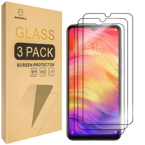 Mr.Shield [3er-Pack] Entwickelt für Xiaomi Redmi Note 7 Pro [Gehärtetes Glas] [Japanisches Glas mit 9H-Härte] Displayschutzfolie mit lebenslangem Ersatz…